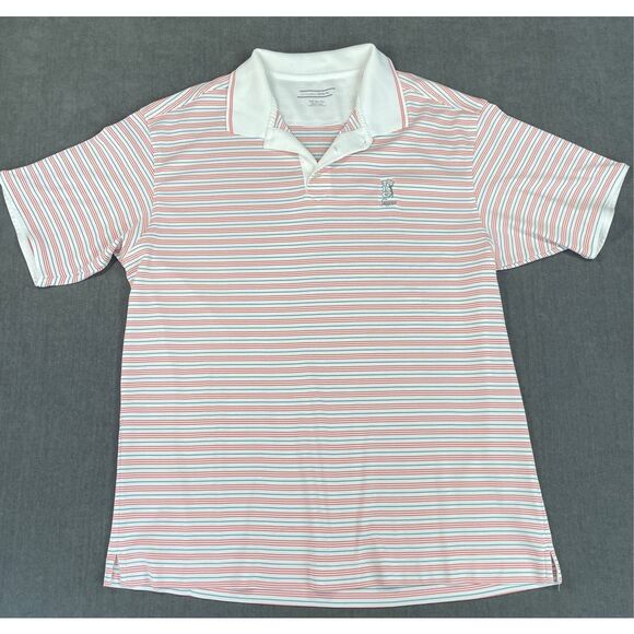 Cutter and Buck Polo Shirt Mens 2XL Red White Blue Striped Golf Americana DryTec - Picture 1 of 8